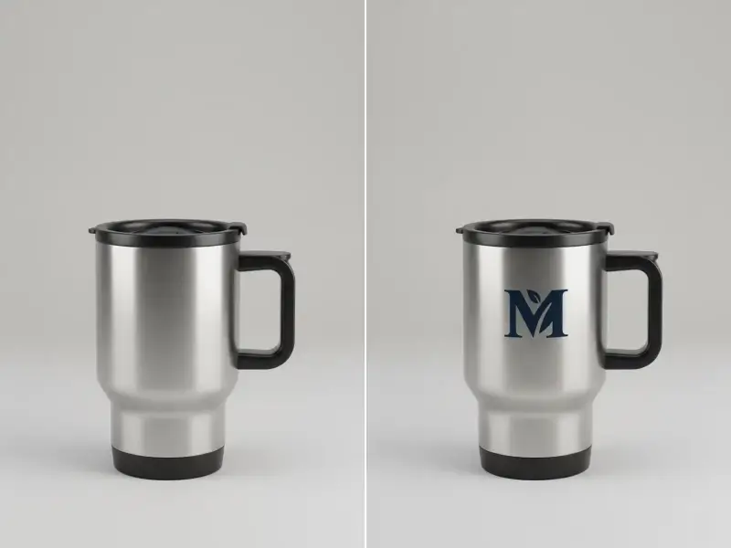 Brand logo on curved mug